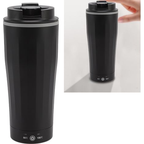 Bouilloire/thermos/tasse noire pour voiture avec allume-cigare et écran. (1/5)
