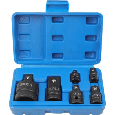 Coffret de douillesJauge d'adaptation pneumatique 6 pièces chrome-molybdène ens. complet 1/4" à 3/4" impact