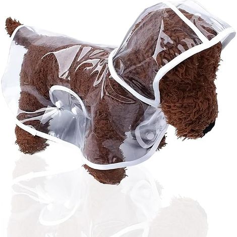 Imperméable Chien Manteau imperméable Chiens Poncho Pluie PVC Transparent Chien Capuche Vêtements Pluie Taille 25 22 cm (1/5)