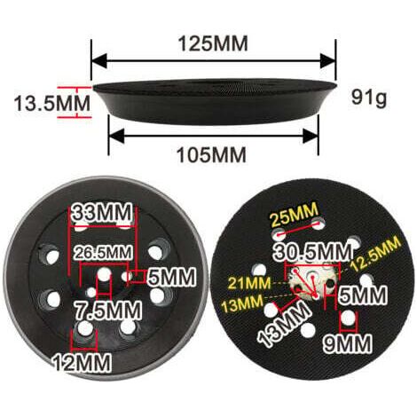 NALOOKAMIC Disque de ponçage rond 8 trous 2 pièces, disque de ponçage et de polissage 125 mm, adapté pour Bosch PEX 125
