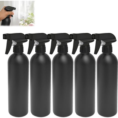5 Pcs Flacon Spray Vide, 500ml Vaporisateur Eau, Flacons Pulverisateur, Flacons Pulvérisateurs Réglables, Flacon Pompe Vide pour Nettoyage Plantes Jardinage (Noire) (1/5)