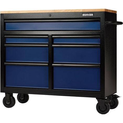 Draper 27210 BUNKER 7 Drawer Workbench Roller Tool Cabinet, 41"", Blue