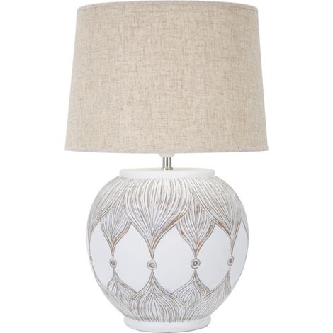 Lampada da Tavolo Rot. Atene 38x59x38 cm in Poliresina Bianco/Marrone (1/5)