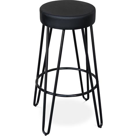 Tabouret Rond - Design Industriel - 80 cm - Elan Noir