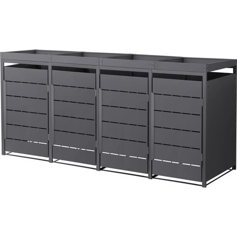 ML-Design Copribidone da Spazzatura in Acciaio Antracite 260x80x124 cm per 4 Bidoni 240L con Porte e Tetto a Fioriera, Resistente alle Intemperie, Cassonetto Copribidone, Deposito per Bidoni Rifiuti (1/5)