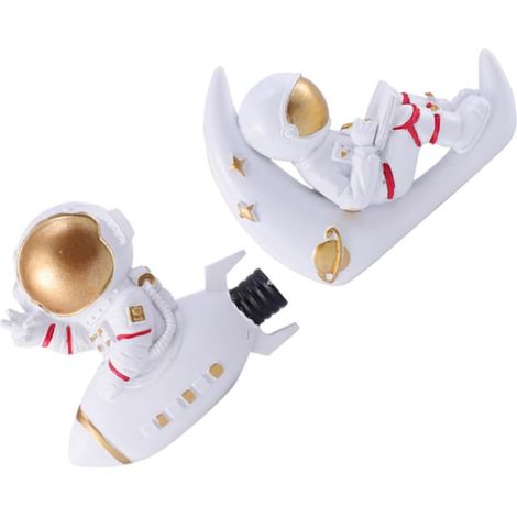 Astronautes en Résine Décoration Murale Autocollants Décoratifs Muraux 3d Blanc 2 Pièces sans Trace pour Protection Prises Murales pour Chambre D'garçon et Filles (1/5)