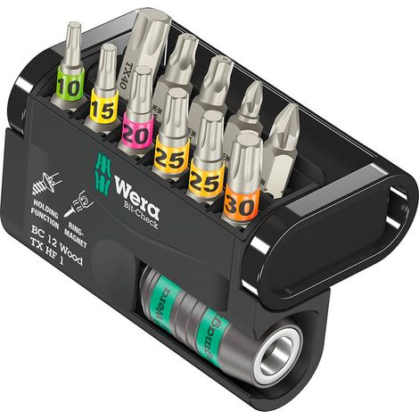 Juego de Puntas Wera Bit-Check 12 Wood TX HF 1, 12 piezas (05057435001)