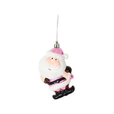 2 Suspensions Pere Noel et sa hotte rose