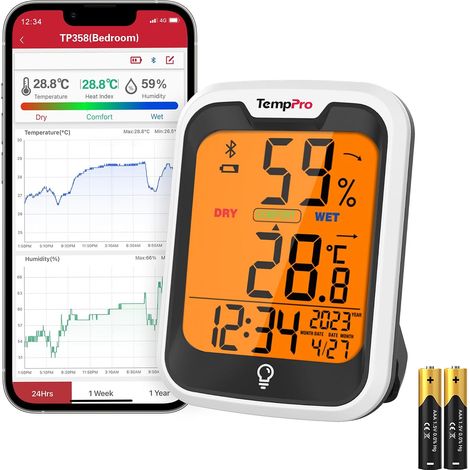TP358 Hygromètre Bluetooth, Température et humidité, Humidimètre (1/5)