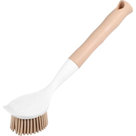 Spazzola per piatti a manico lungo, spazzola in silicone beige (1/5)