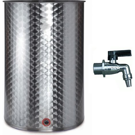 Botte in acciaio inox 18/10 per olio e vino "Made in Italy" -Bidone, Tappo, Rubinetto, Supp. galleggiante olio / 150 lt (1/4)