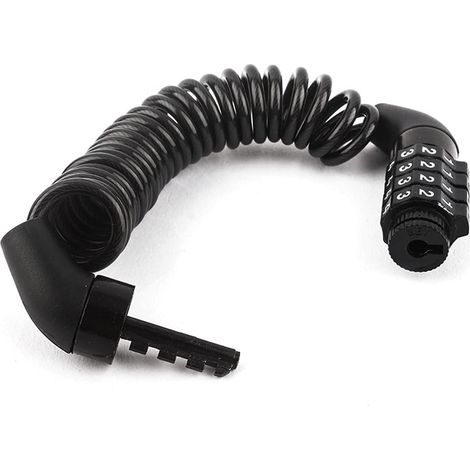 Anti-theft bicycle lock cable with 4-digit smart code and bicycle holder, 150 cm long for bicycle/scooter/bicycle gate/helmet, black (1/5)