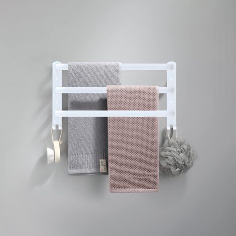 1 - Porte-Serviettes Mural - Étagère Serviette - Aluminium Anticorrosion - 3 Niveaux Ventilation - Salle de Bain Cuisine Hôtel - Blanc - 60x22cm (1/5)