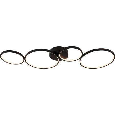 Deckenleuchte Designleuchte Wohnzimmerlampe Alu schwarz LED dimmbar opal Ringe (1/3)