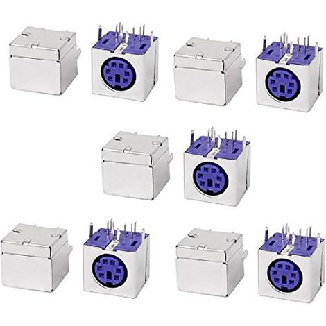 Lot de 10 prises mini DIN PS/2 6 broches femelles PCB pour clavier Violet (1/5)