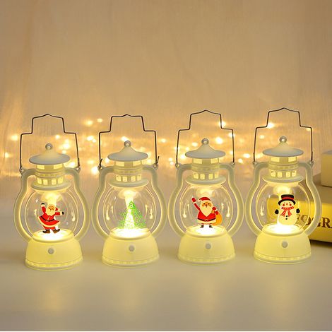 Christmas Decorative Lights LED Lantern Portable Light Battery Operated Christmas Ornaments Gift Pack 4 Pieces (1/4)