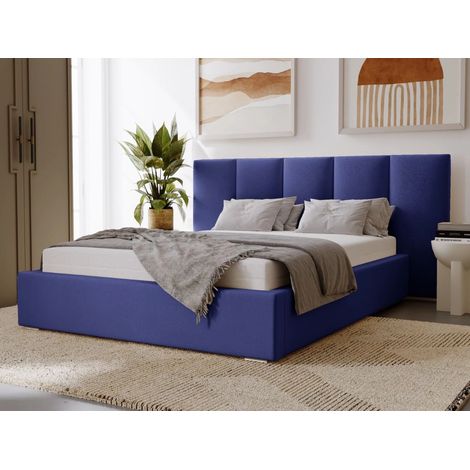 Lit rembourré avec rangement 160x200 velours bleu Lizbona (1/5)