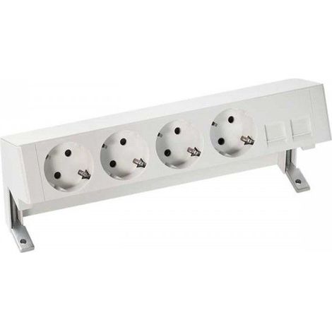 Kit de sobre mesa completo  con 4 bases de enchufe schuko y placa para 2 conectores RJ45 negro SIMON 42504020-138