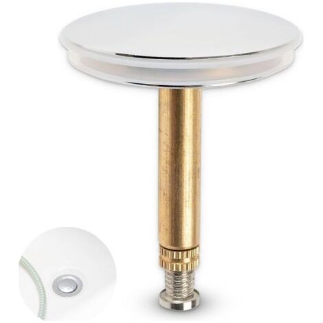 Tapón de bañera, Ø 43 mm, con doble junta, regulable en altura, tapón de bañera universal, latón templado y cromado. (1/4)