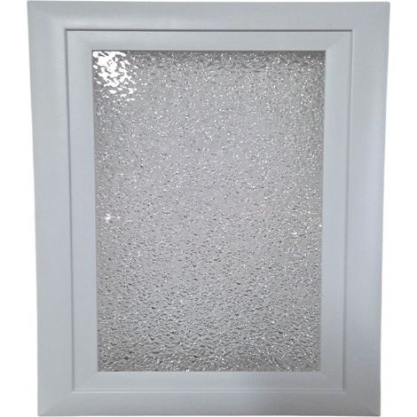 4M – Hublot rectangulaire blanc pour porte de garage – Vitrage granulé opaque – Dimensions L235 x H370 mm – Fixation par clipsage rapide
