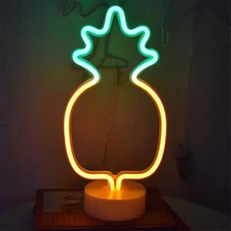 Lampe ananas néon, décoration, jaune-vert, 12 x 10 x 4 cm (1/5)