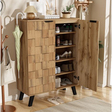 MEUBLIV Aparador 160,5 x 35,5 x 78 cm color madera – 4 puertas y estantes regulables (1/5)