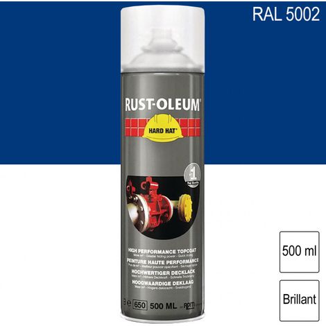 Peinture de finition industrielle aérosol Hard Hat RAL 5002 Bleu outremer brillant 500ml RUST-OLEUM