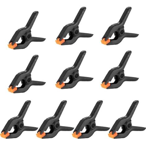 10 Pieces Spring Clamps - 3 Inch Nylon Clips - Clamping Clips for Woodworking and Photo Studio (1/5)