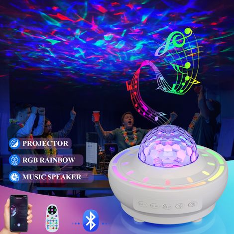 Lampada Bluetooth da 11 W con proiezione sonora, lampada a forma di cielo stellato colorato da 2400 mAh, ricaricabile tramite USB, ideale per la camera da letto principale, luce notturna romantica, bi