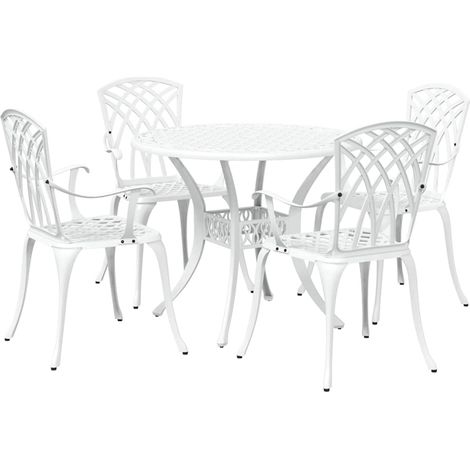 Maison Exclusive - Garten Essgruppe 5 pcs Weiß Aluminium