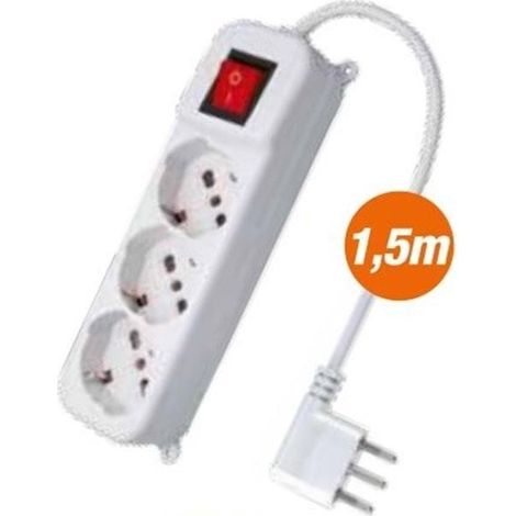 MULTIPRESA 3 POSTI UNIVERSALE CAVO 1.5 MT SPINA 16 A GRANDE ANGOLO DF 807280 (1/2)