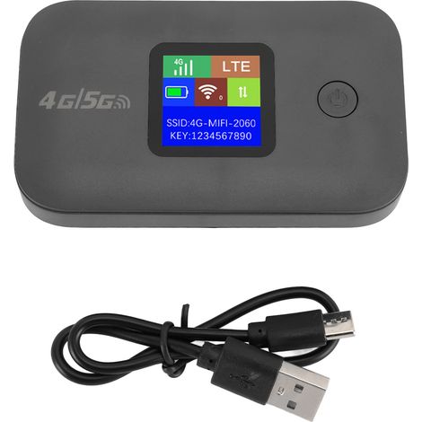 4G LTE Mobile Hotspot avec support de la fente de carte SIM 8-10 utilisateurs Signal stable 3000mAh 4G Mobile Hotspot Routeur portable Version européenne noire (1/5)