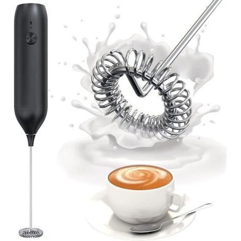 FENOPLASTICAMousseur à Lait lectrique - Rechargeable - Mousse rapide en 15 secondes - pour latte, cappuccino, chocolat chaud - Noir (1/4)