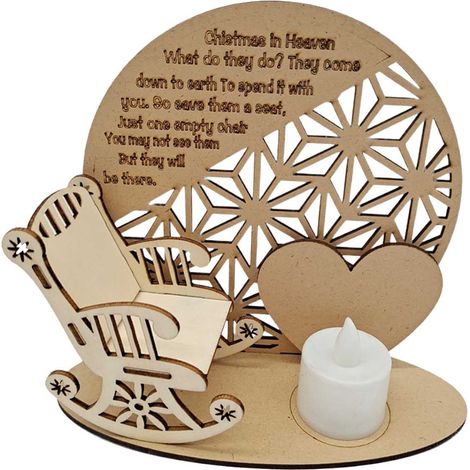 Support Pour Bougie Mémoire - Arbre De Noël Et Fauteuil Bascule En Bois - Décoration Commémorative Pour Célébration Ou Deuil - 1 Pièce (1/5)
