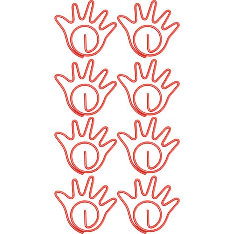 100 Stück Büroklammern aus Metall, handförmig, rostfrei, Dekoration für Büro und Schule, Rot (1/5)