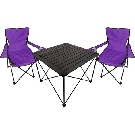 3tlg Campingmöbel Set Anglerstühle-MCM3001+2xMPO2467-Lila (1/5)