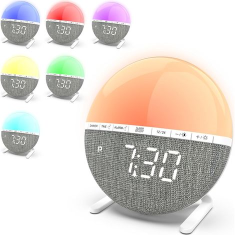 Réveil Lumineux Simulateur d’Aube, Réveil Lever du Soleil avec Snooze, 7 Sons Naturels, Veilleuse LED 9 Couleurs, Réveil Enfant et Adulte pour Chambre (1/5)