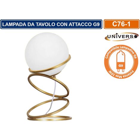 LAMPADA DA TAVOLO MINIMALISTA IN BRONZO E SFERA IN VETRO ATTACCO PER LAMPADINA G9 (1/4)