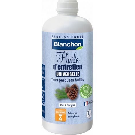 Blanchon – Huile pour bois biosourcée mat 1 litre – Excellente adhérence sur parquets huilés – Fort pouvoir régénérant – Sec en 20 mn