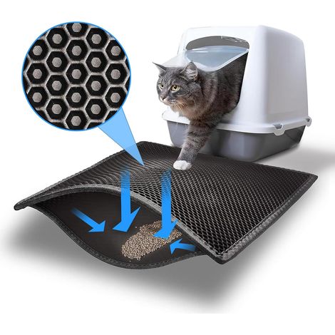 Cat Litter Mat, 60 x 45 cm, Double Layer Honeycomb Material, EVA Material, Waterproof, Cat Litter Mat, Non Slip and Leak-Proof, Non-Toxic, Easy to Clean (1/5)