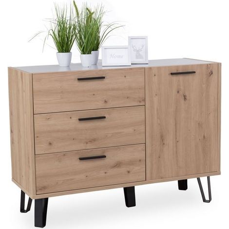 Cassettiera 87 cm rovere e grigio laccato - Vignola (1/5)