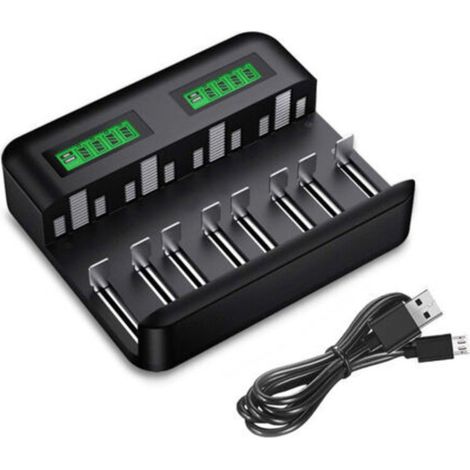 Chargeur de Piles Universel LCD, Chargeur Universel pour AA/LR6, AAA/LR3, C/R14, D/R20 Ni-MH Piles Rechargeables avec Entrée Type C Micro USB (1/5)