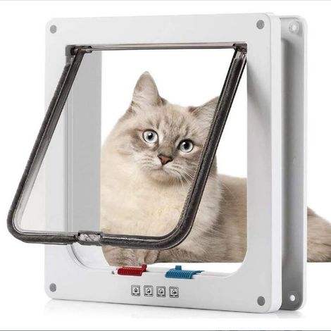 Chatière à Quatre Voies pour Chats et Petits Chiens - 25 x 23,5 cm - Taille L - Aimants et Fonction Coupe-Vent (1/5)