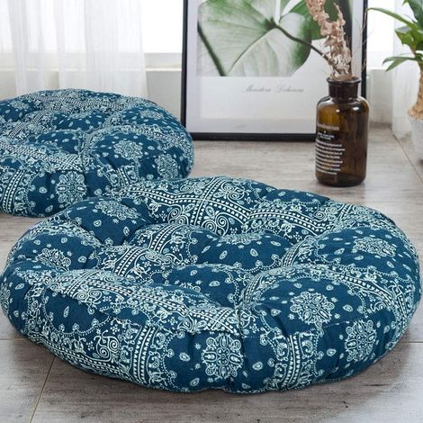 Türkises Meditations-Bodenkissen, quadratisch, Bohemian-Mandala, Baumwollleinen, indischer Stil, Kissen, Yoga-Kissen, Wohnzimmer, Balkon, Kinderspielzimmer, Outdoor-Dekoration, 50,8 x 50,8 cm