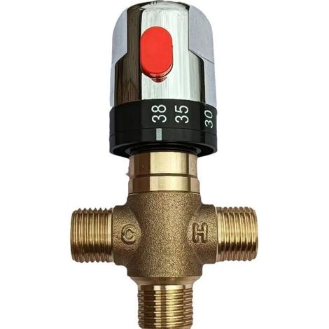 limiteur de temperature chauffe eau, Mitigeur thermostatique Mitigeur en laiton Mitigeur Température de l\'eau Tuyau Contrôle du thermostat ,G1/2 (1/5)