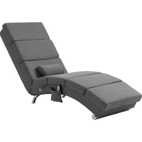 Chaise longue masajeadora eléctrica reclinable gris oscuro MODENUIT (1/5)