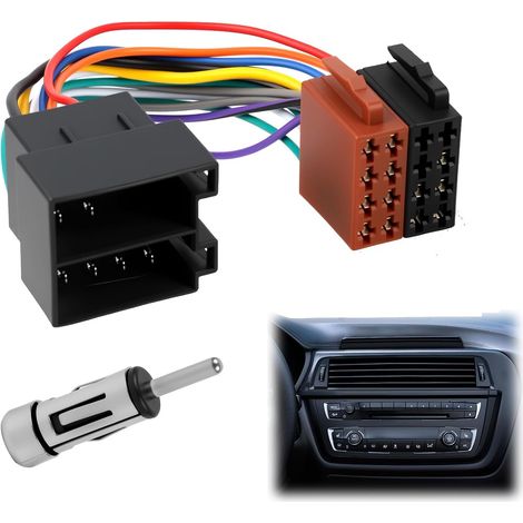 Adaptateur Autoradio Universel, Set de Câbles de Connexion ISO avec Adaptateur d'Antenne DIN ISO, Compatible avec Plusieurs Marques de Véhicules,16 Broches, Adaptateur Prise Autoradio (1/5)