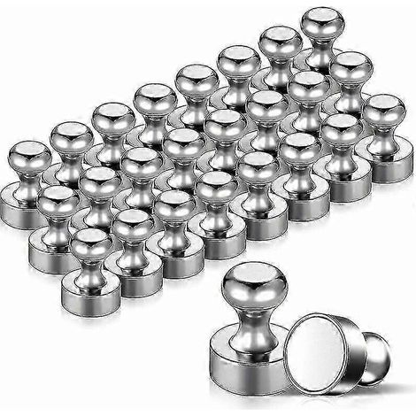 24 aimants de réfrigérateur en acier inoxydable 12 x 16 mm, métal durable et multi-usages avec boîte de rangement (1/4)