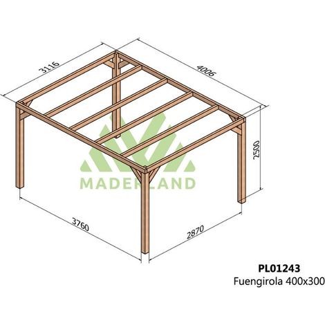 Pérgola de Madera Laminada Fuengirola (Maderland) - Gardeneas - 400 x 300 cm