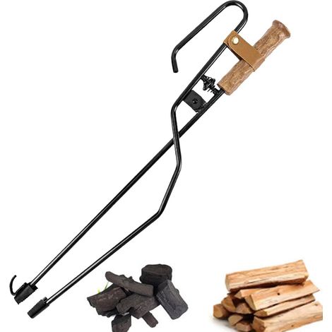 Pince à bûches pour brasero - Outil de tisonnier multifonction - Pince de cheminée - Outil de camping
